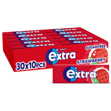 Wrigley's Extra Sugarfree Chewing Gum, Refreshing Strawberry Flavour, Freshens Breath, With Xylitol, Helps with Oral Hygiene for Healthy Teeth and