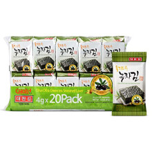 Daechun(Choi's1) Seaweed Snack, (Pack of 20), Original, Sea Salt, Green Tea Powder, Product of Korea