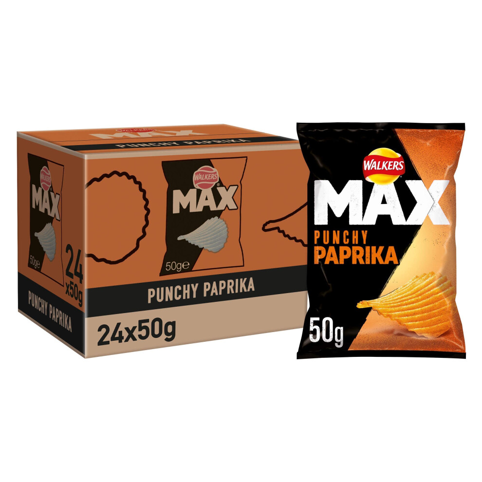 Walkers Max Paprika Crisps, 50 G, Pack Of 24