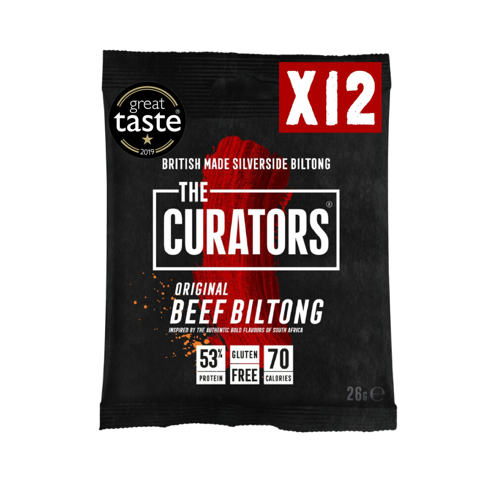 The Curators Original Beef Biltong 26G (12 Packs) High Protein Low Carb Keto Gluten Free Savoury Snack