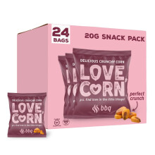 LOVE CORN BBQ Crunchy Corn Snack 20g x 24 Bags ? Healthy Snacks Ideal for Gluten Free & Vegan Diets ? Low Sugar Alternative for Crisps, Mixed Nuts &