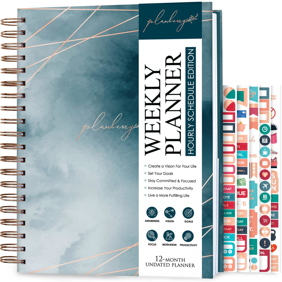 Photos - Notebook PLANBERRY Large Hourly Schedule Planner Premium ? Undated Hourly Schedule & Budget Organizer for Time Management ? Productiv