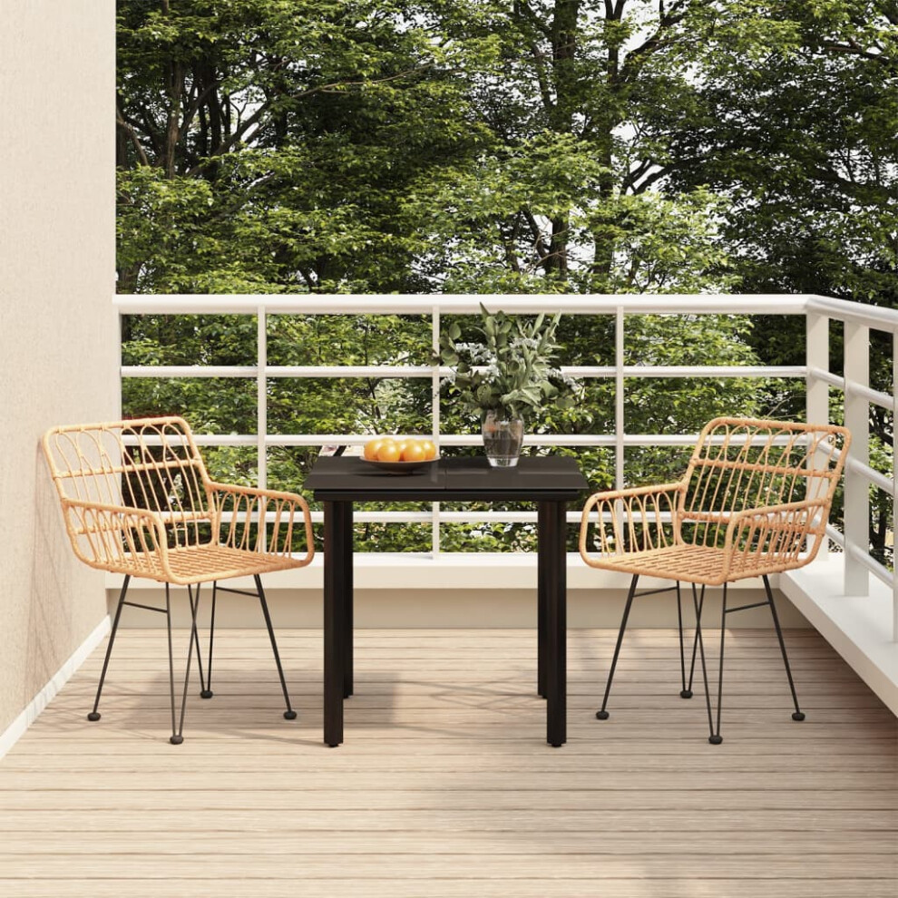 Vidaxl 3 Piece Garden Dining Set Poly Rattan