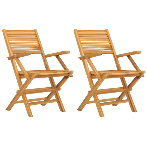 VidaXL vidaXL Folding Garden Chairs 2 pcs 55x62x90 cm Solid Wood Teak 1