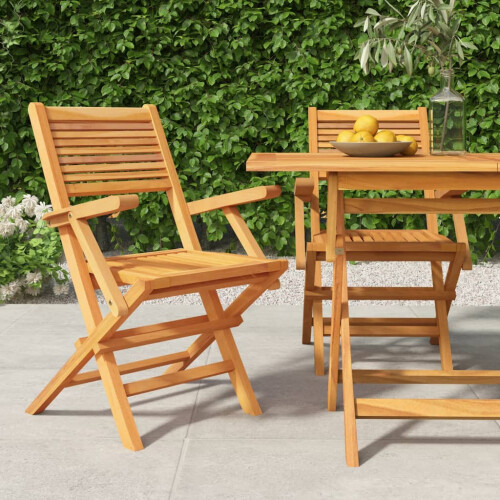 VidaXL vidaXL Folding Garden Chairs 2 pcs 55x62x90 cm Solid Wood Teak