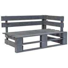 vidaXL Outdoor-Eckbank Paletten Holz Grau