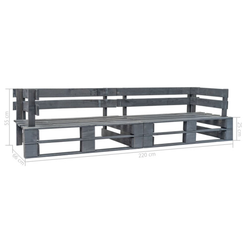 VidaXL vidaXL Garten-Palettensofa 2-Sitzer Grau Holz 2