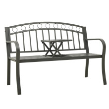 vidaXL Garden Bench with Table Grey 120 cm Steel