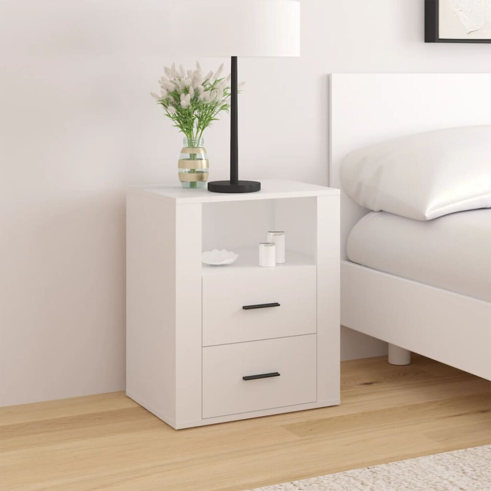 Vidaxl Bedside Cabinet 50X36x60 Cm Engineered Wood White