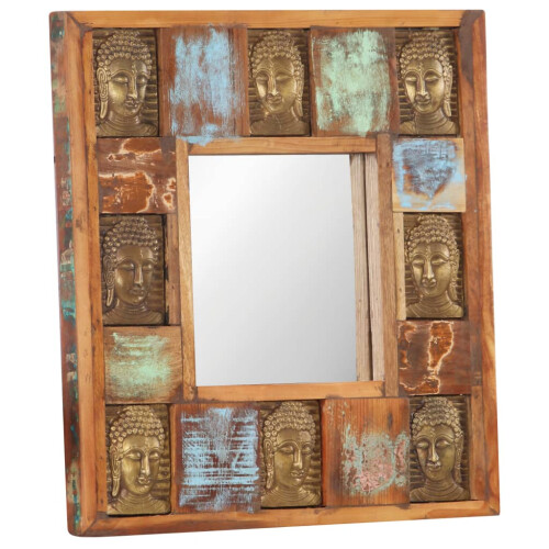 VidaXL vidaXL Mirror with Buddha Cladding 50x50 cm Solid Reclaimed Wood