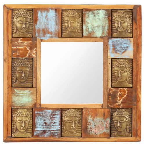 VidaXL vidaXL Mirror with Buddha Cladding 50x50 cm Solid Reclaimed Wood 1