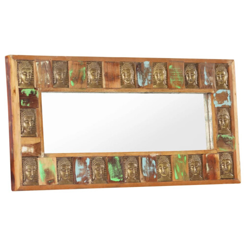 VidaXL vidaXL Mirror with Buddha Cladding 110x50 cm Solid Reclaimed Wood