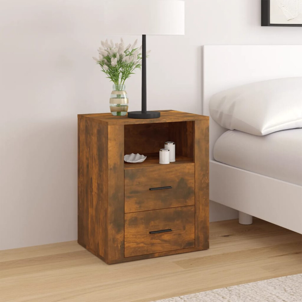 Vidaxl Bedside Cabinet Smoked Oak 50X36x60 Cm Engineered Wood