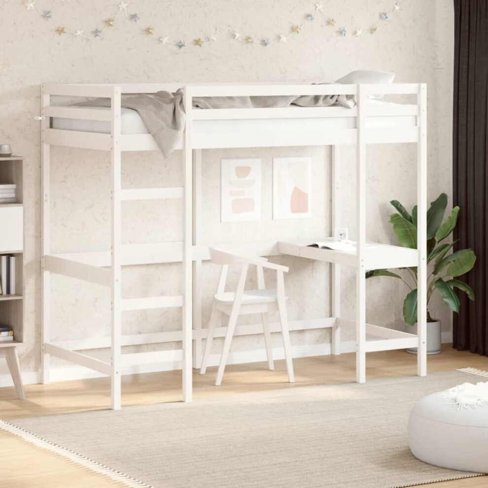 Vidaxl Loft Bed Without Mattress White 90X190 Cm Single Solid Wood Pine