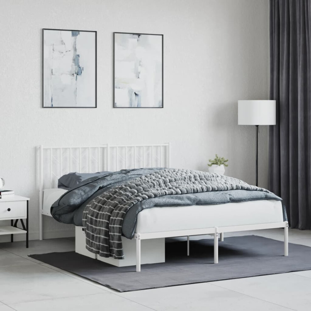 Vidaxl Metal Bed Frame Without Mattress With Headboard White 140X200cm