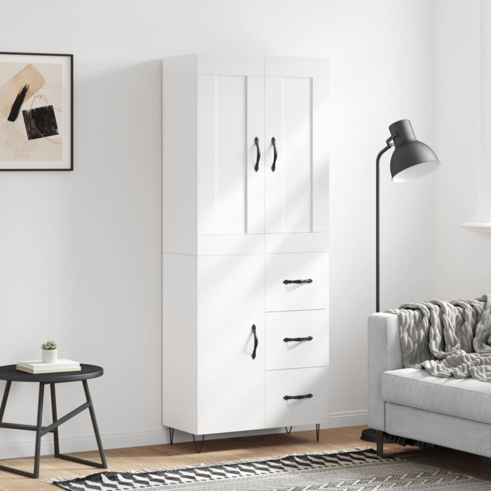 Vidaxl Highboard 69.5X34x180 Cm Engineered Wood White
