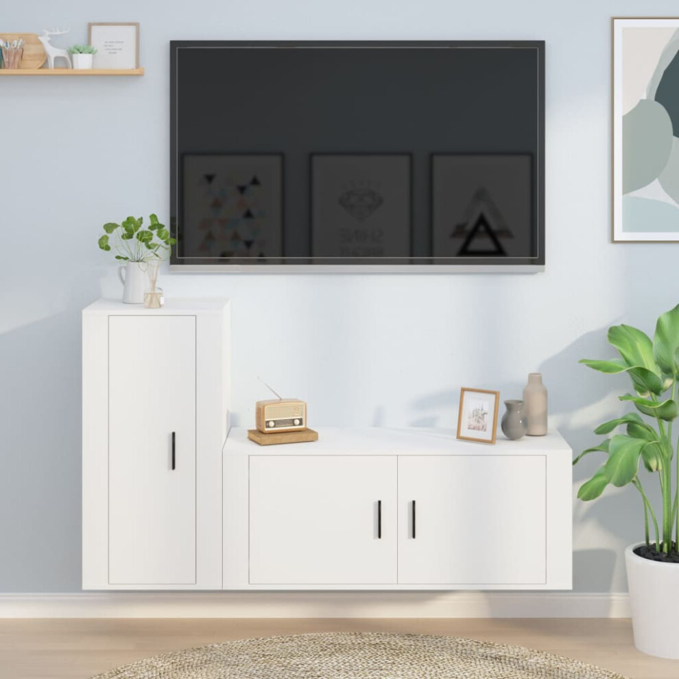 Vidaxl 2 Piece Tv Cabinet Set White Engineered Wood