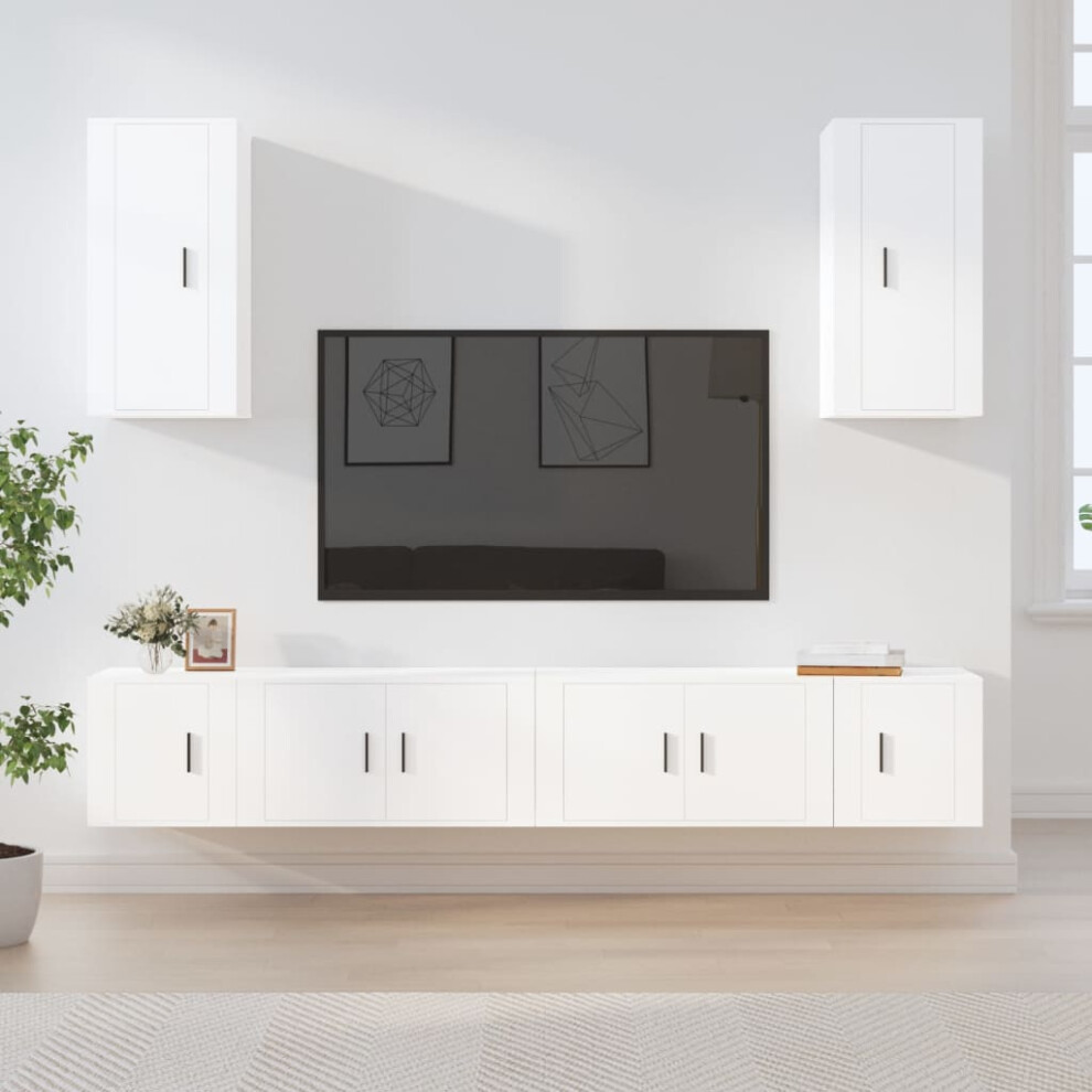 Vidaxl 6 Piece Tv Cabinet Set White Engineered Wood