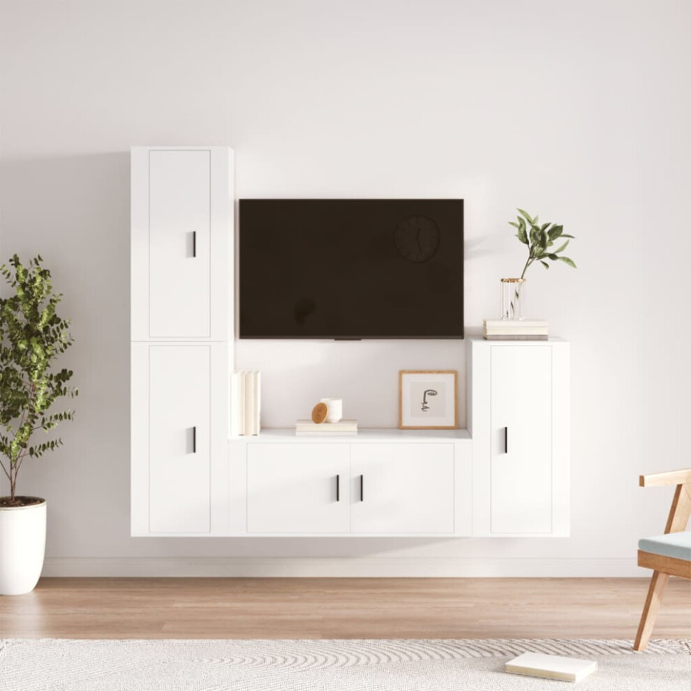 Vidaxl 4 Piece Tv Cabinet Set White Engineered Wood