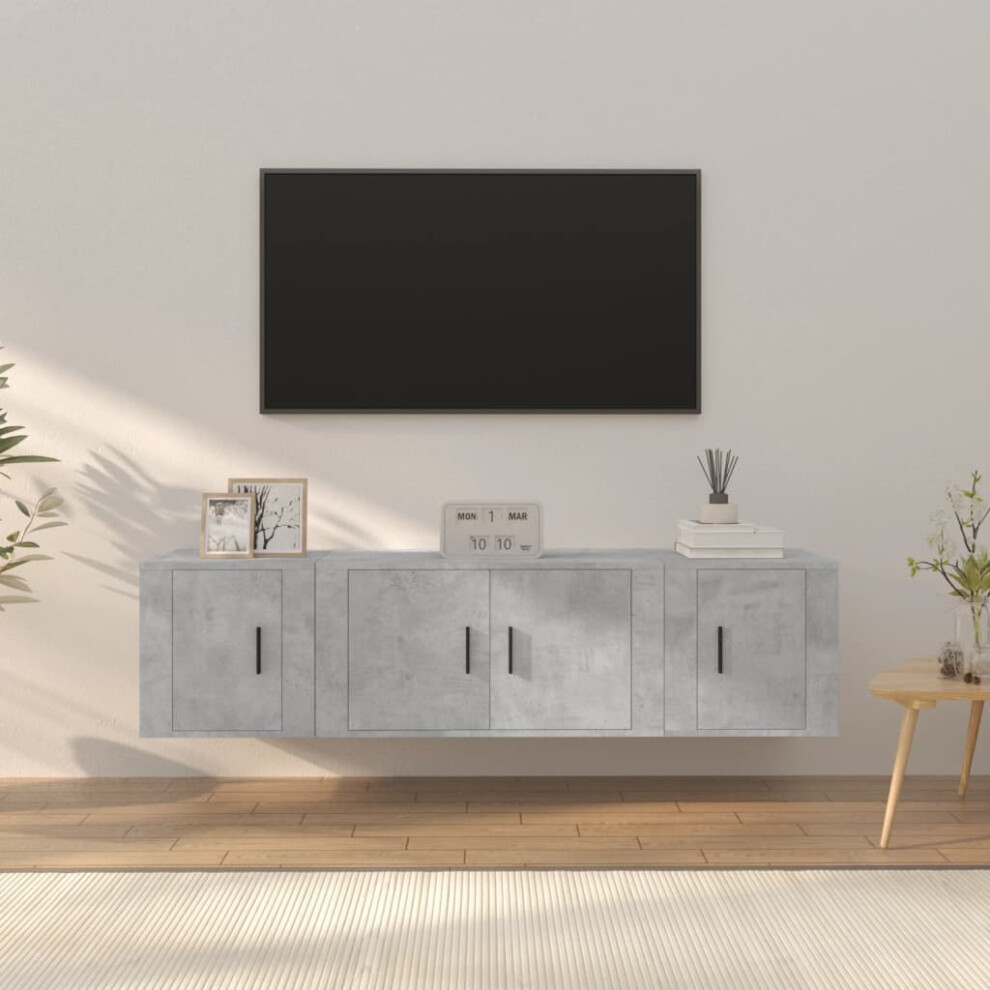 Vidaxl 3 Piece Tv Cabinet Set Concrete Grey Engineered Wood