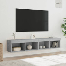 vidaXL TV Cabinets with LED Lights 2 pcs Concrete Grey 80x30x30 cm
