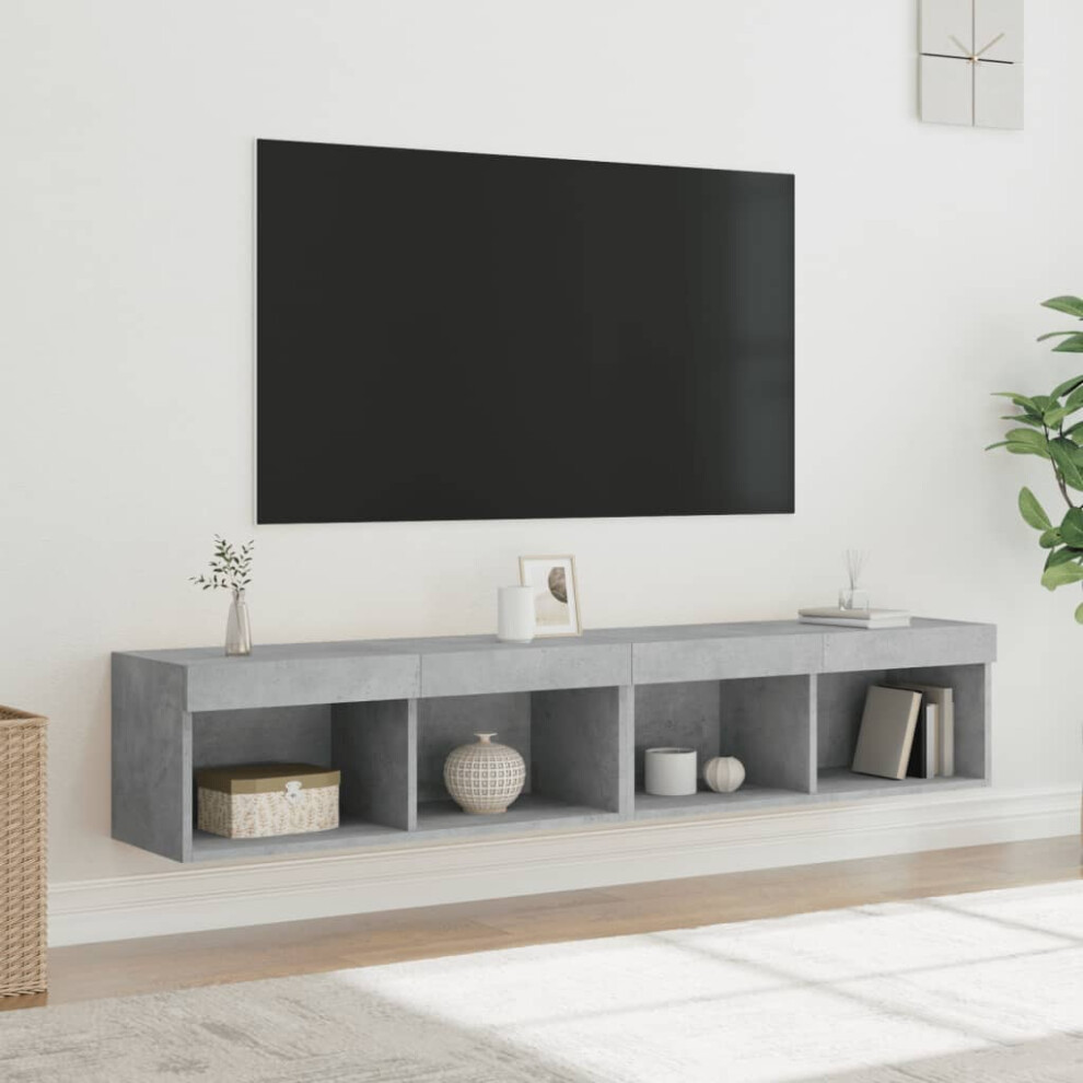 Vidaxl Tv Cabinets With Led Lights 2 Pcs Concrete Grey 80X30x30 Cm