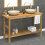 VidaXL vidaXL Bathroom Vanity Cabinet with Cream Marble Sinks Solid Wood Teak 1