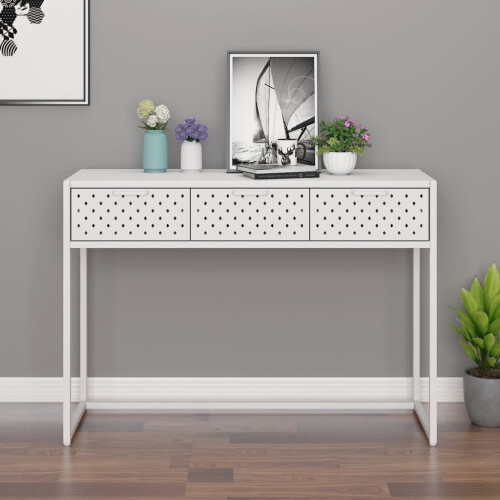 VidaXL vidaXL Console Table White 106x35x75 cm Steel
