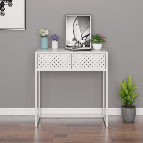 VidaXL vidaXL Console Table White 72x35x75 cm Steel