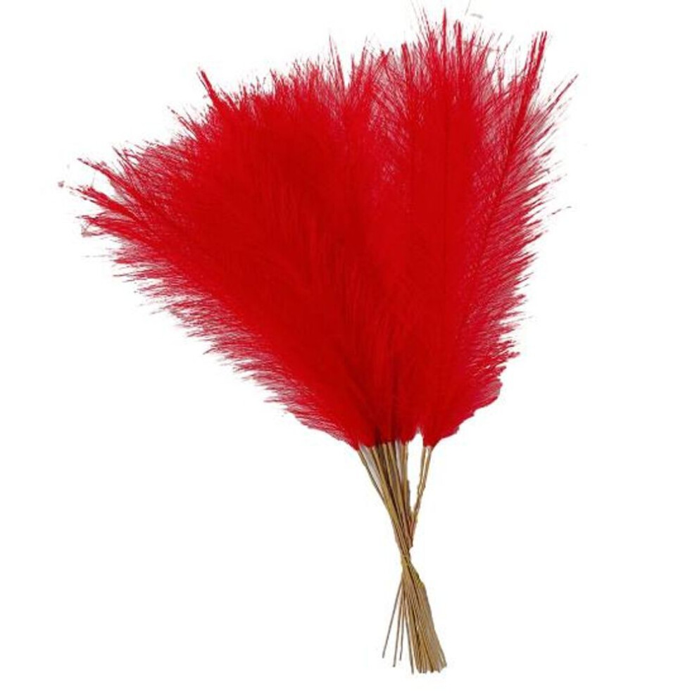 (red) 10pcs Artificial Pampas Grass Decorations Realistic Vibrant Color Fade-resistant Wedding Centerpiece Fake Pampas Grass Decor