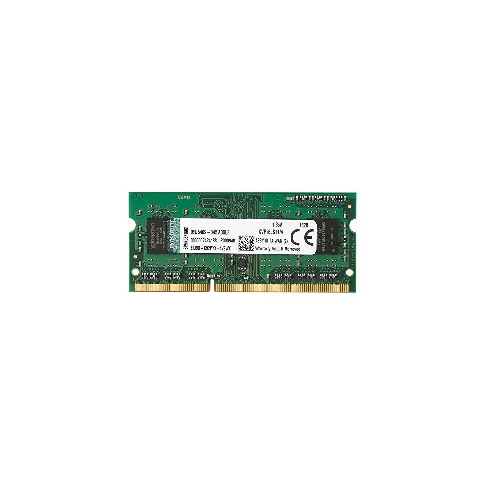Kingston Kvr16ls11/4 4 Gb Ram 1600 Mhz Ddr3l Non-Ecc Cl11 Sodimm 204-Pin Memory Module