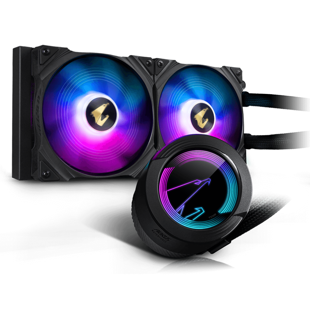 Gigabyte AORUS WATERFORCE 240 AIO Liquid Cooler ARGB lighting display