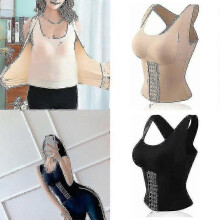 (Noir,M)Shapewear Femme 3 en 1 Corset Shaper Tank Top Taille Soutien-gorge boutonné Shapewear