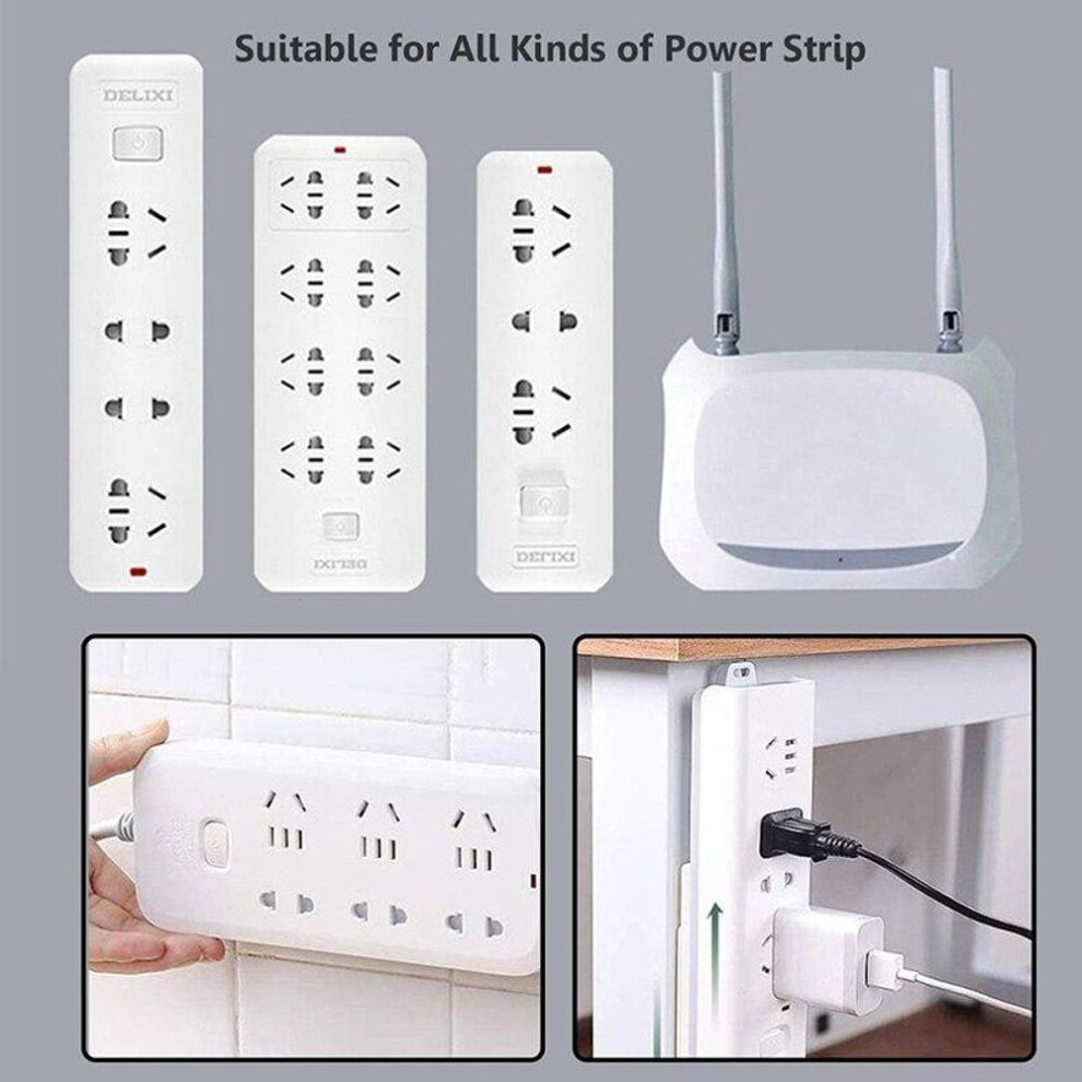 (1pcs) Self Adhesive Power Strip Holder Surge Protector Fixator Wall Mount Punch Free Cable Plug-in Board Fixator Cable Storage Rack