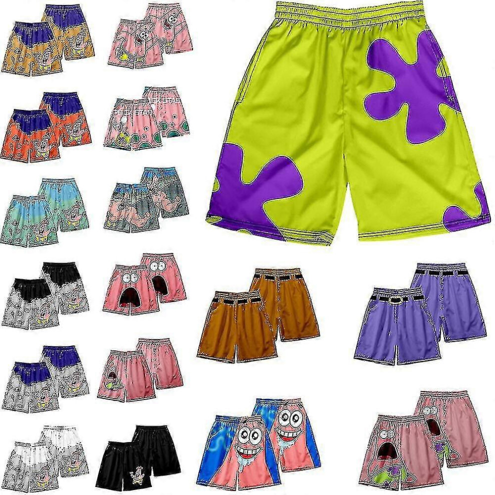 (DK13,XL)Men's Swimwear Patrick Star Short Beach Shorts Pant Quick Dry Beachwear Swim Trunk Swimsuit Surf Board Pants