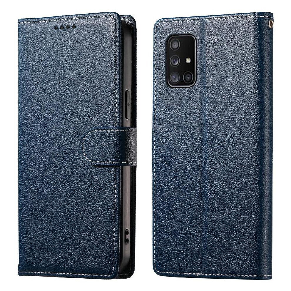 Photos - Case for Samsung Galaxy A71 4g Magnetic Closure Card Slots Shockproof Daily Use(Dark blue )