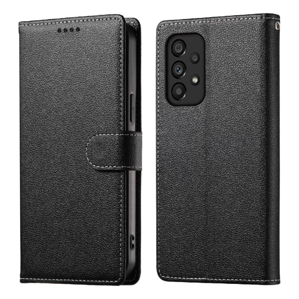 (Black) Case For Samsung Galaxy A53 5G Daily Use Card Slots Magnetic Closure Shockproof Black 764549428397