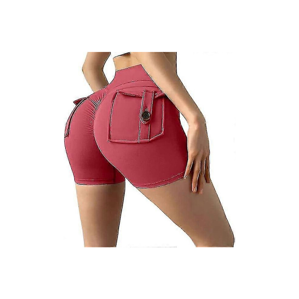 (Red,S)Lure Pocket Shorts, Shorts d'entraînement esthétiques avec poches, shorts de yoga pour femmes, shorts à poches pour femmes