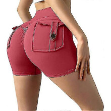 (Red,M)Lure Pocket Shorts, Aesthetic Workout Shorts With Pockets, Women Butt Lifting Yoga Shorts, Pocket Shorts For Women