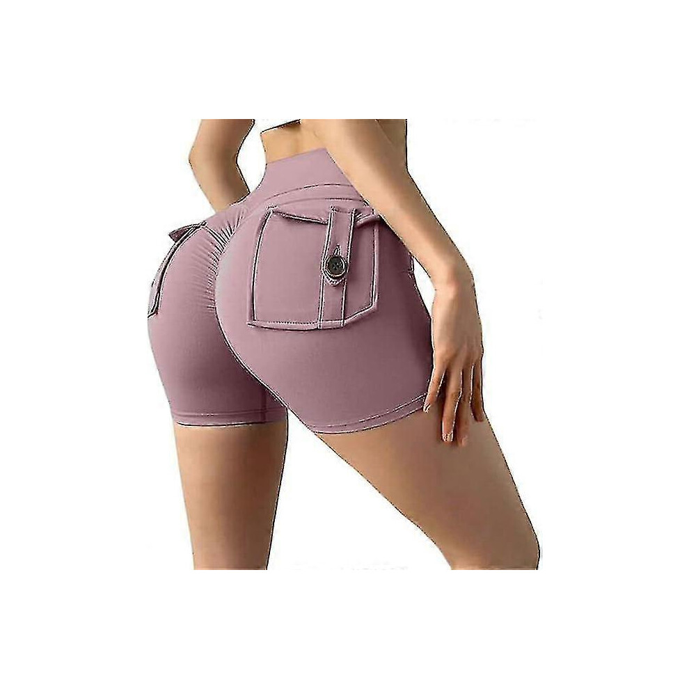 (Purple,M)Lure Pocket Shorts, Shorts d'entraînement esthétiques avec poches, Shorts de yoga pour femmes, Shorts à poches pour femmes