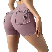 (Purple,L)Lure Pocket Shorts, Aesthetic Workout Shorts With Pockets, Women Butt Lifting Yoga Shorts, Pocket Shorts For Women