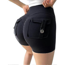 (Black,S)Lure Pocket Shorts, Aesthetic Workout Shorts With Pockets, Women Butt Lifting Yoga Shorts, Pocket Shorts For Women