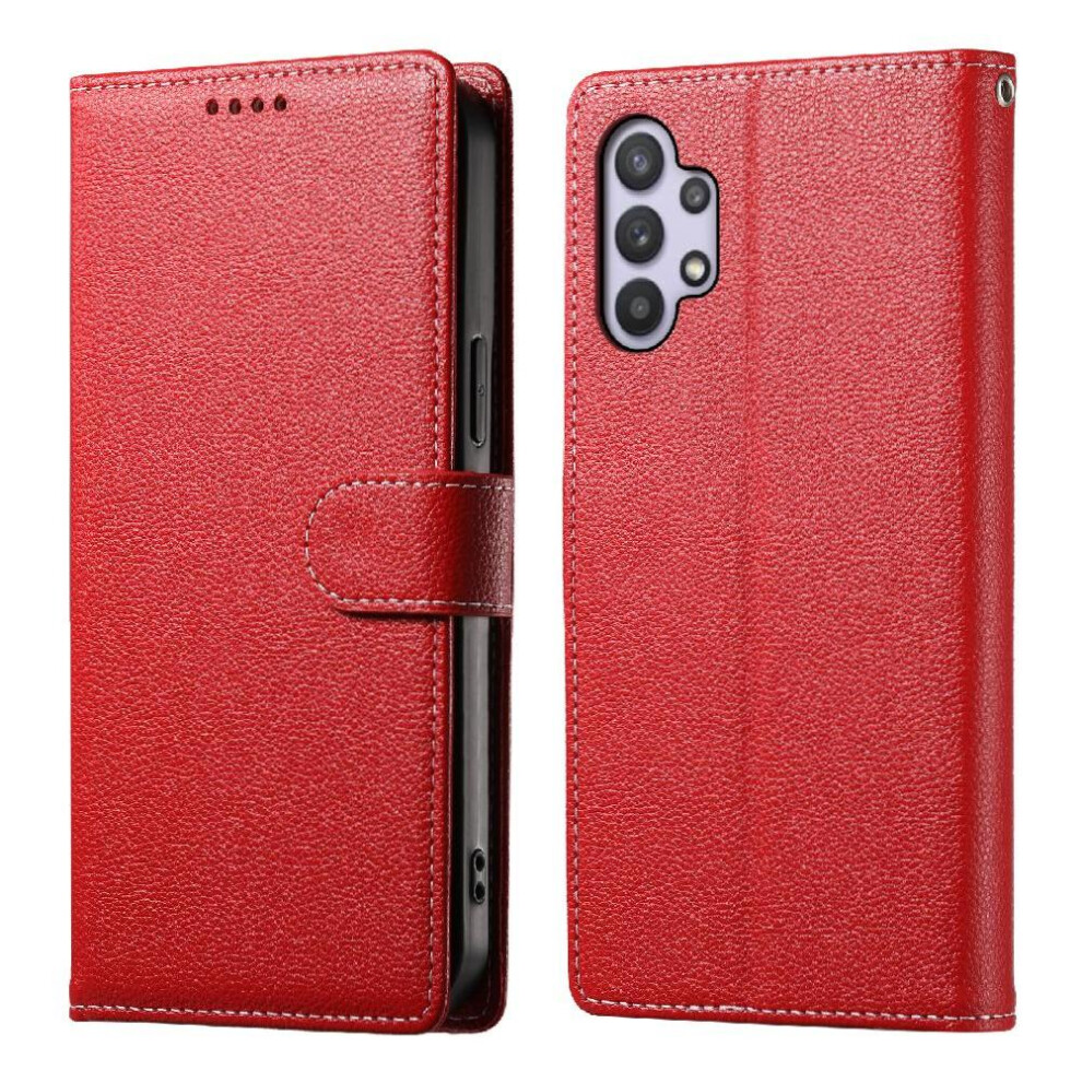 (Red) Case For Samsung Galaxy A32 5G Card Slots Magnetic Closure Daily Use Shockproof Red 764549428960