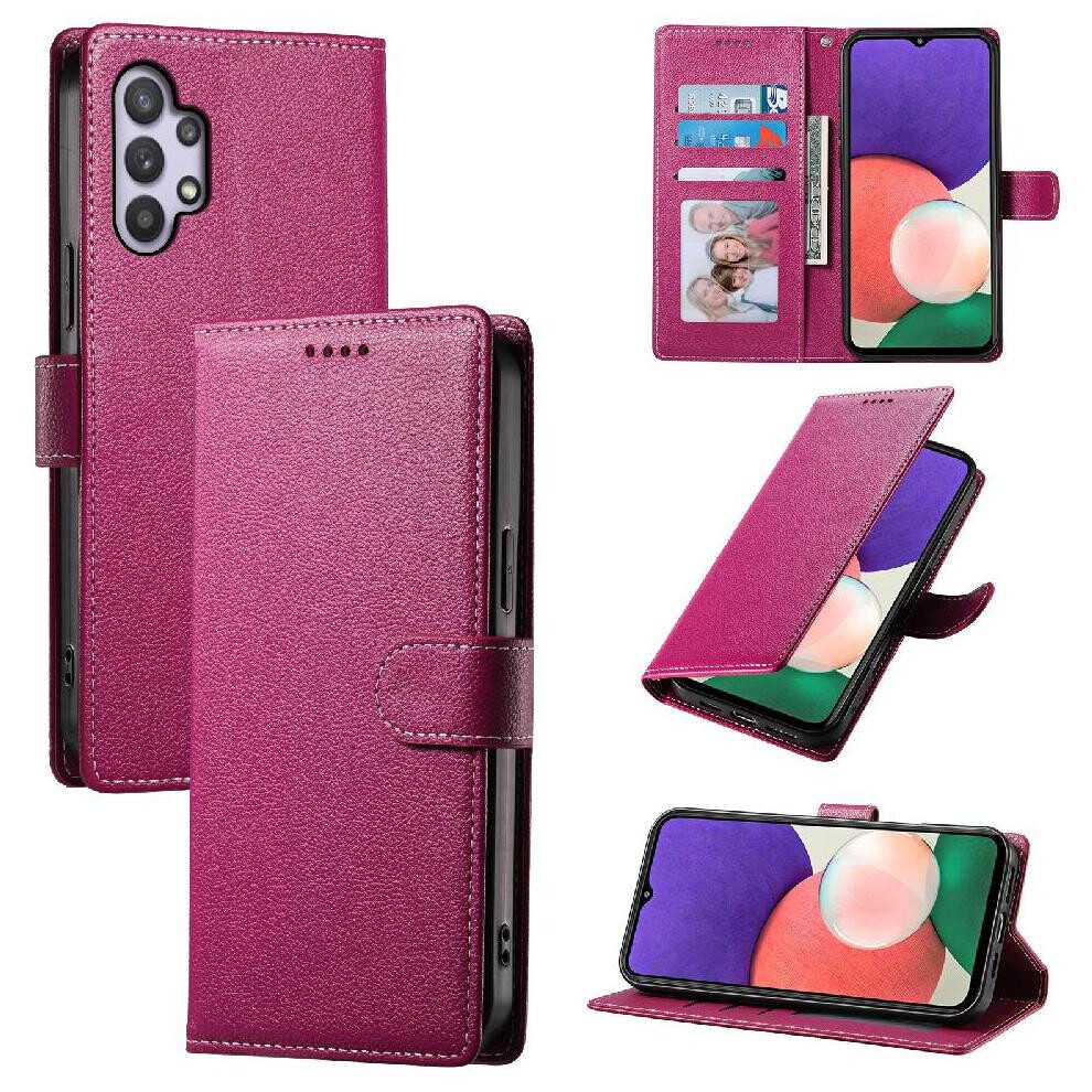 (Pink) Case For Samsung Galaxy A32 5G Card Slots Magnetic Closure Daily Use Shockproof Pink 764549428953