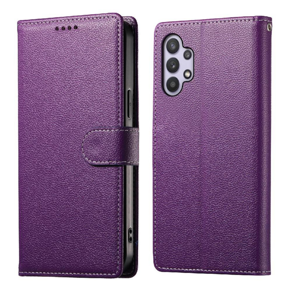 (Purple) Case For Samsung Galaxy A32 5G Card Slots Magnetic Closure Daily Use Shockproof Purple 764549428922