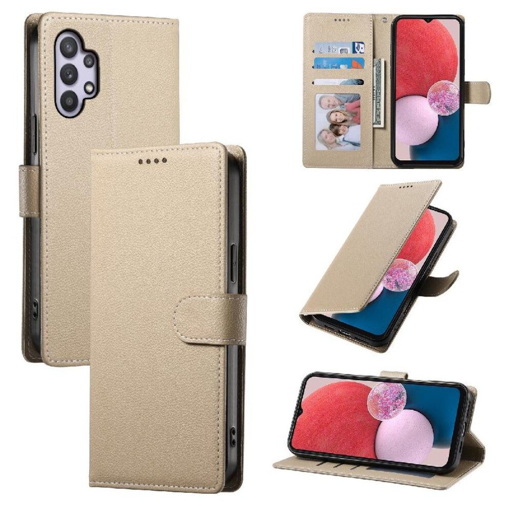 (Khaki ) Case For Samsung Galaxy A32 4G Magnetic Closure Card Slots Daily Use Shockproof 764549429004