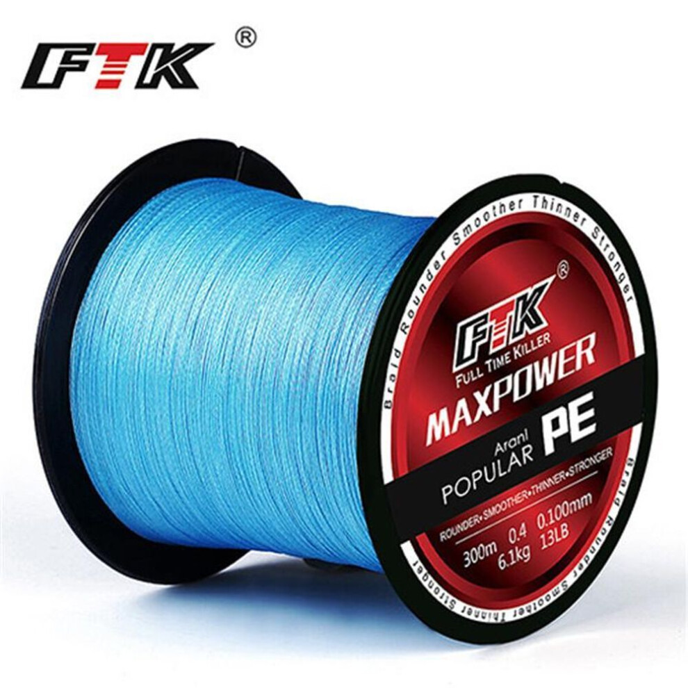 (blue, 55LB/0.37mm) Fishing Line Braided 4 Strands Weave 300m Wire Pe Multifilament Pe