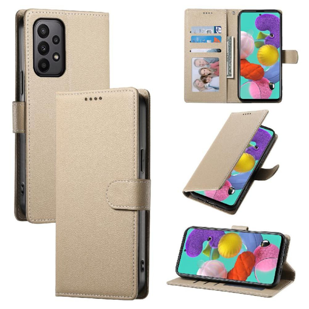 (Khaki ) Case For Samsung Galaxy M13 4G Card Slots Shockproof Daily Use Magnetic Closure 764549429356