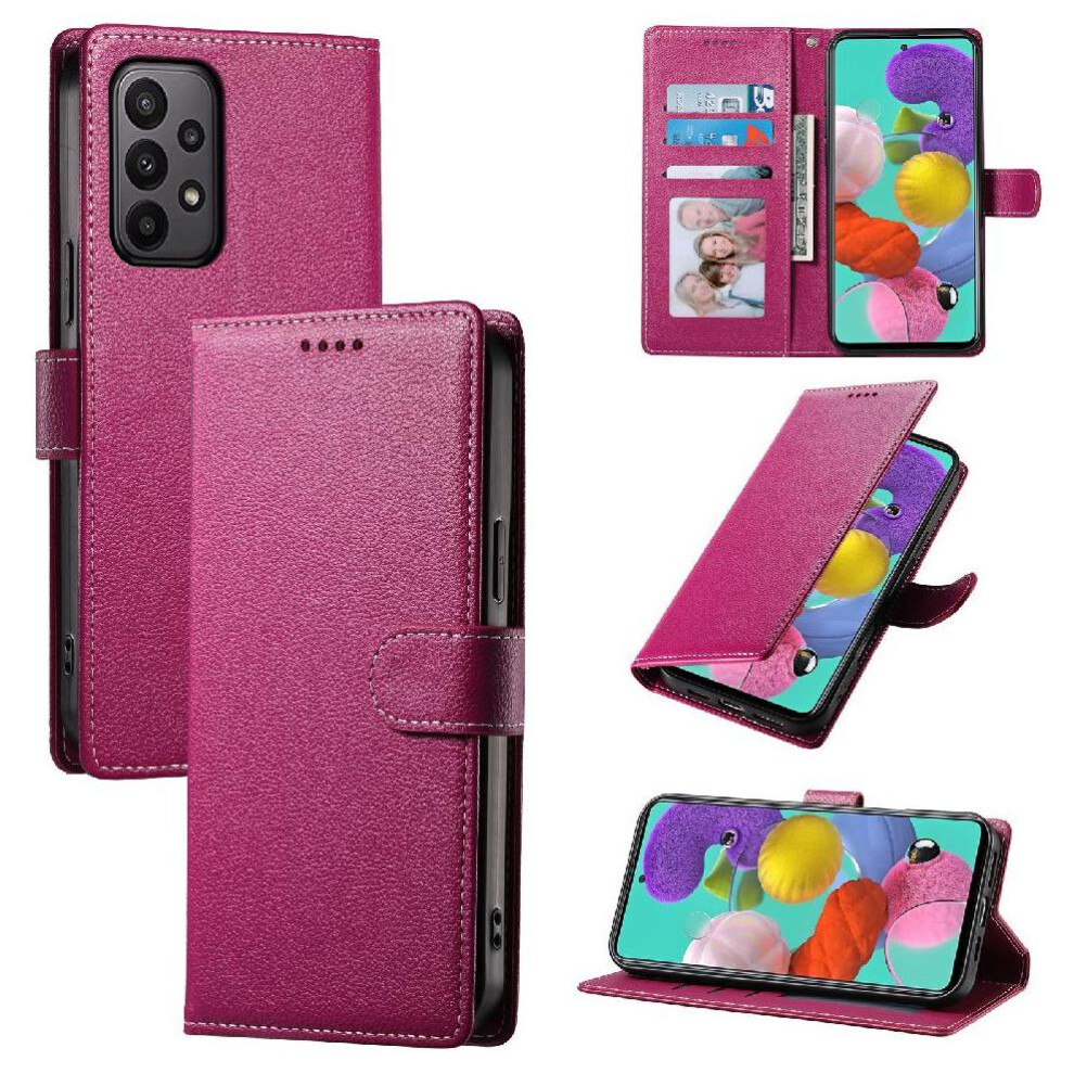 (Pink) Case For Samsung Galaxy A23 4G/5G Shockproof Daily Use Card Slots Magnetic Closure Pink 764549429516