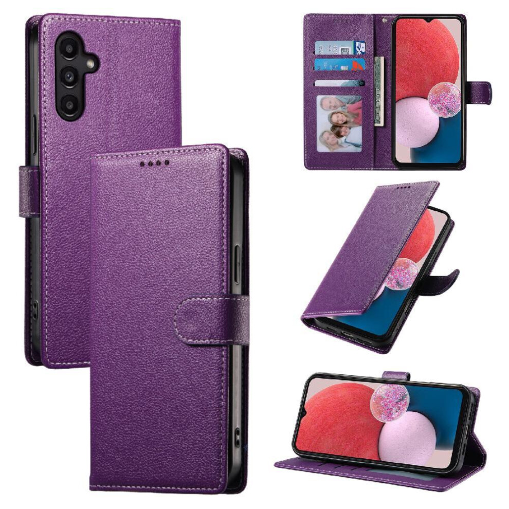 (Purple) Case For Samsung Galaxy A14 4G/5G Daily Use Magnetic Closure Card Slots Shockproof Purple 764549429967